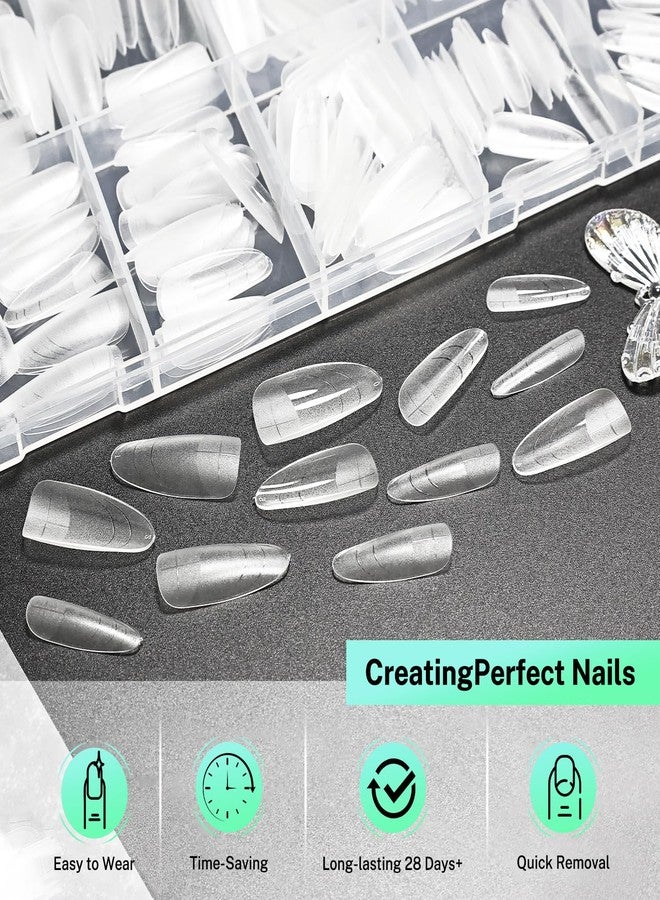 JODSONE Oval Fake Press on Nails Pre-shape Round Gel for Full Cover Acrylic Round Oval Full Nail Tips 12 Sizes 360Pcs for DIY at Home - Image 5